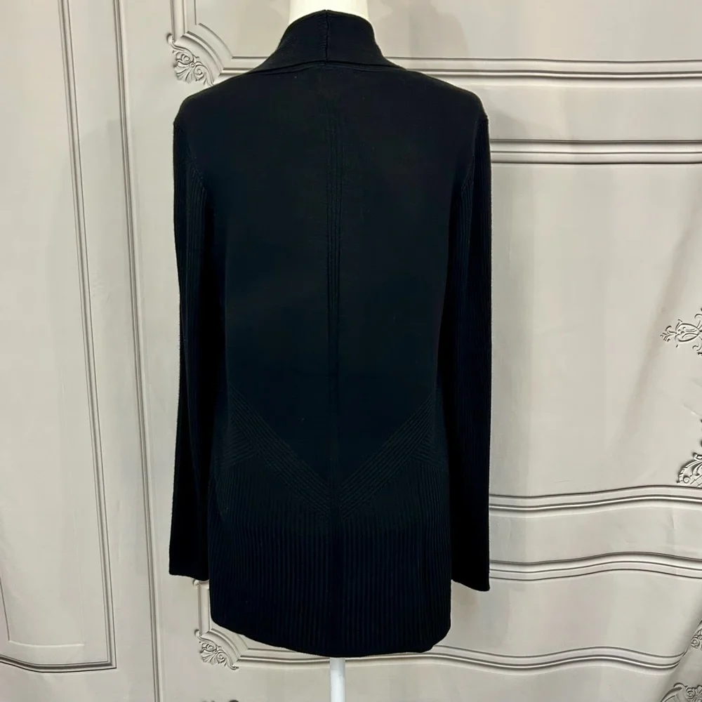 Black Cardigan Sweater, LS Open, Ribbed Design, New with Tags - Picture 5 of 9